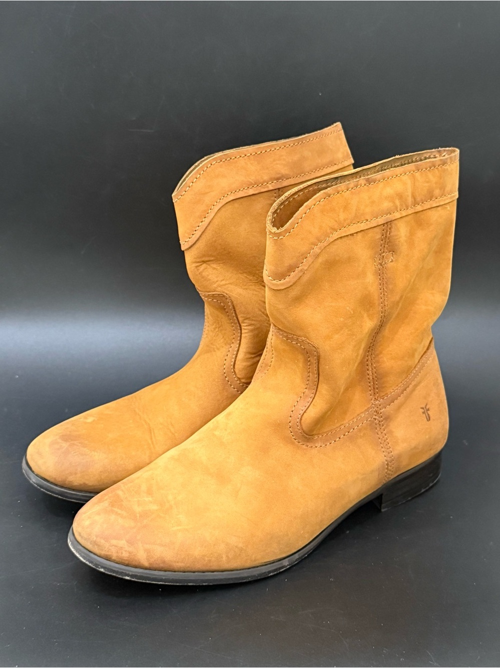 FRYE Cognac Cara Roper Mid Calf Pull On Boots Size 9